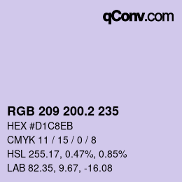 カラーコード: RGB 209 200.2 235 | qconv.com