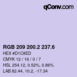 カラーコード: RGB 209 200.2 237.6 | qconv.com