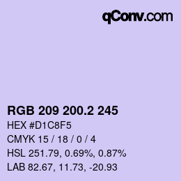 カラーコード: RGB 209 200.2 245 | qconv.com