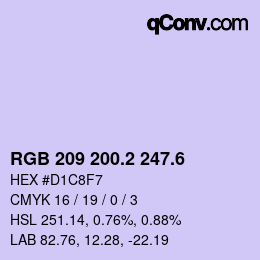 カラーコード: RGB 209 200.2 247.6 | qconv.com