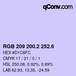 カラーコード: RGB 209 200.2 252.6 | qconv.com
