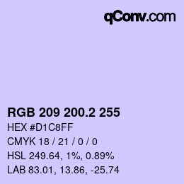カラーコード: RGB 209 200.2 255 | qconv.com