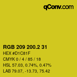 カラーコード: RGB 209 200.2 31 | qconv.com