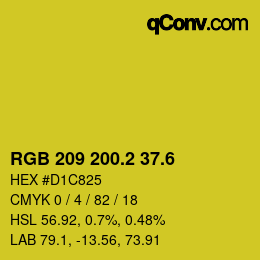 カラーコード: RGB 209 200.2 37.6 | qconv.com