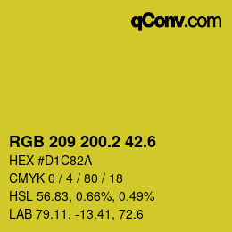 カラーコード: RGB 209 200.2 42.6 | qconv.com