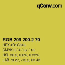カラーコード: RGB 209 200.2 70 | qconv.com