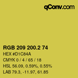 カラーコード: RGB 209 200.2 74 | qconv.com