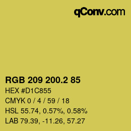カラーコード: RGB 209 200.2 85 | qconv.com