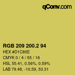 カラーコード: RGB 209 200.2 94 | qconv.com