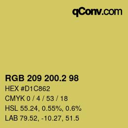 Color code: RGB 209 200.2 98 | qconv.com