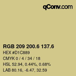 カラーコード: RGB 209 200.6 137.6 | qconv.com