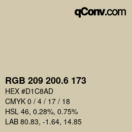 カラーコード: RGB 209 200.6 173 | qconv.com