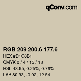 カラーコード: RGB 209 200.6 177.6 | qconv.com