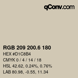 カラーコード: RGB 209 200.6 180 | qconv.com