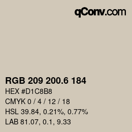 カラーコード: RGB 209 200.6 184 | qconv.com