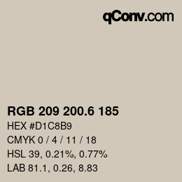 カラーコード: RGB 209 200.6 185 | qconv.com