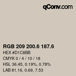 カラーコード: RGB 209 200.6 187.6 | qconv.com