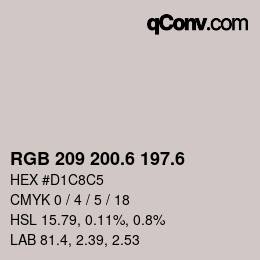 カラーコード: RGB 209 200.6 197.6 | qconv.com