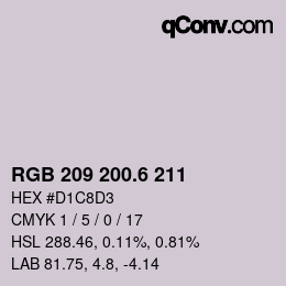 カラーコード: RGB 209 200.6 211 | qconv.com