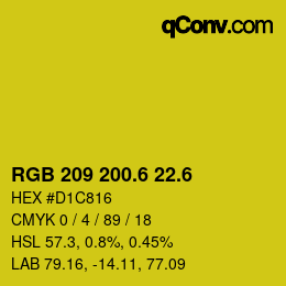 カラーコード: RGB 209 200.6 22.6 | qconv.com