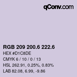 カラーコード: RGB 209 200.6 222.6 | qconv.com