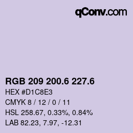 カラーコード: RGB 209 200.6 227.6 | qconv.com