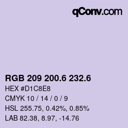 カラーコード: RGB 209 200.6 232.6 | qconv.com