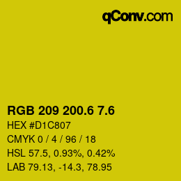 カラーコード: RGB 209 200.6 7.6 | qconv.com
