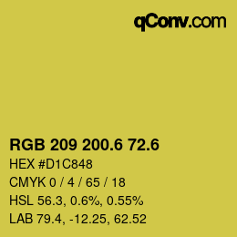 カラーコード: RGB 209 200.6 72.6 | qconv.com