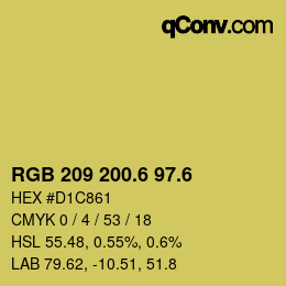 カラーコード: RGB 209 200.6 97.6 | qconv.com