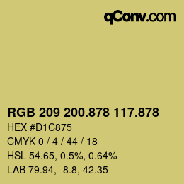 颜色代码: RGB 209 200.878 117.878 | qconv.com