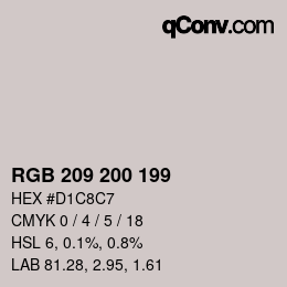 颜色代码: RGB 209 200 199 | qconv.com