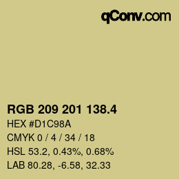カラーコード: RGB 209 201 138.4 | qconv.com