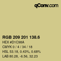 カラーコード: RGB 209 201 138.6 | qconv.com