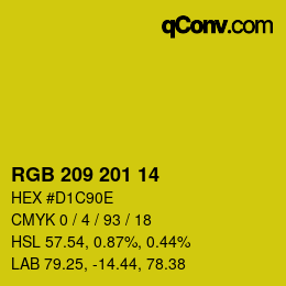 Color code: RGB 209 201 14 | qconv.com