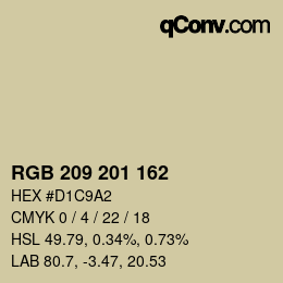 カラーコード: RGB 209 201 162 | qconv.com