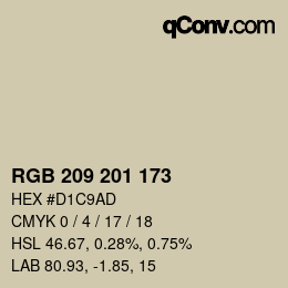 Color code: RGB 209 201 173 | qconv.com