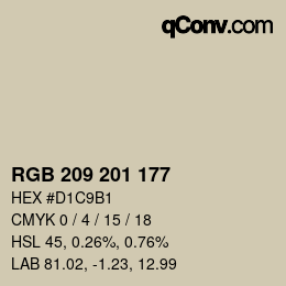 Color code: RGB 209 201 177 | qconv.com