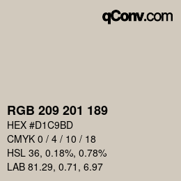 カラーコード: RGB 209 201 189 | qconv.com