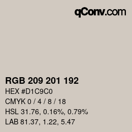 カラーコード: RGB 209 201 192 | qconv.com