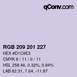 Color code: RGB 209 201 227 | qconv.com