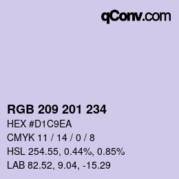 Color code: RGB 209 201 234 | qconv.com