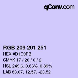 Color code: RGB 209 201 251 | qconv.com