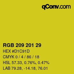 カラーコード: RGB 209 201 29 | qconv.com