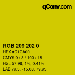 Color code: RGB 209 202 0 | qconv.com