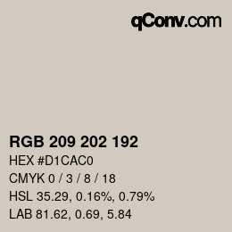 カラーコード: RGB 209 202 192 | qconv.com