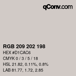 カラーコード: RGB 209 202 198 | qconv.com