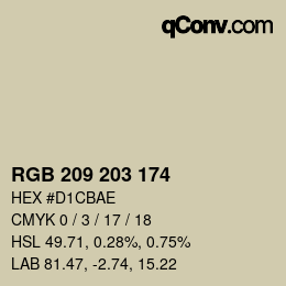 Color code: RGB 209 203 174 | qconv.com