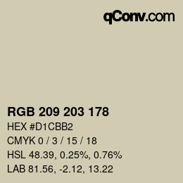 カラーコード: RGB 209 203 178 | qconv.com