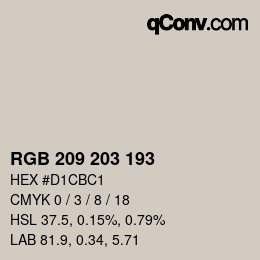 カラーコード: RGBA 209 203 193 1 | qconv.com